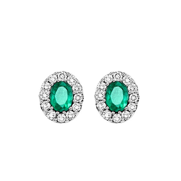 Gems One 14Kt White Gold Diamond (1/5Ctw) & Emerald (1/3 Ctw) Earring
