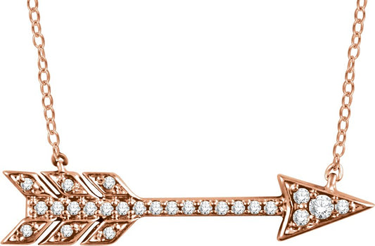 14K Rose 1/10 CTW Diamond Arrow 18 Necklace