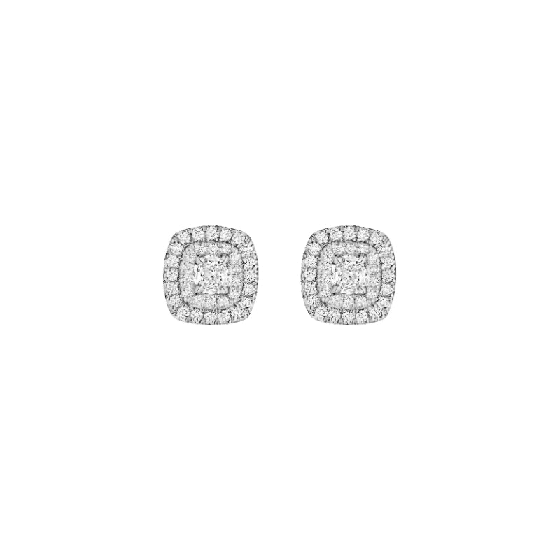 Henri Daussi White Platinum Diamond Stud Earrings