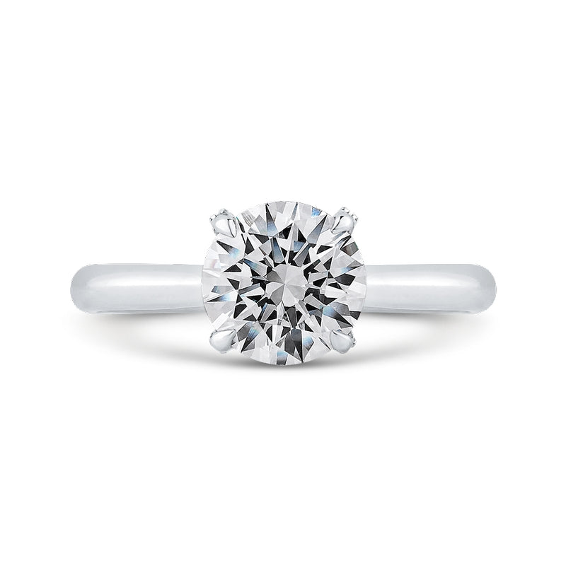 Shah Luxury 14K White Gold Round Cut Diamond Engagement Ring (Semi-Mount)