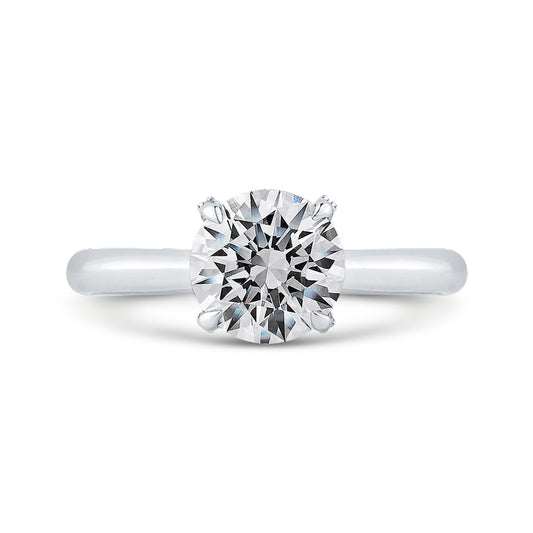 Shah Luxury 14K White Gold Round Cut Diamond Engagement Ring (Semi-Mount)