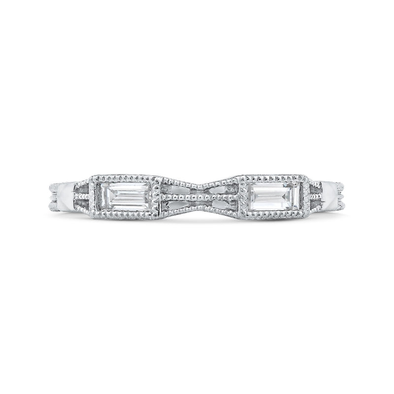 Shah Luxury 14K White Gold Baguette Diamond Wedding Band