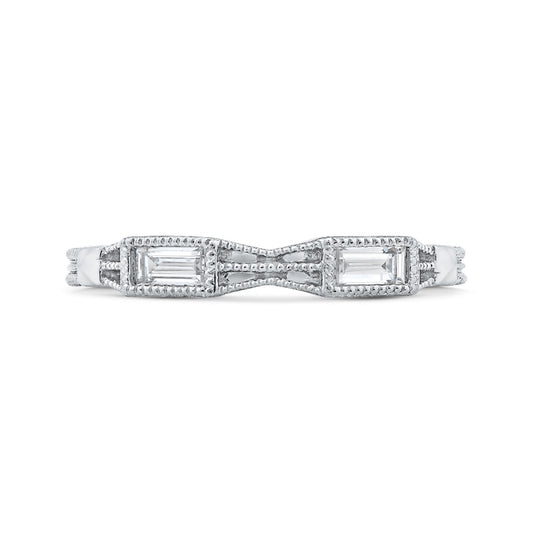 Shah Luxury 14K White Gold Baguette Diamond Wedding Band