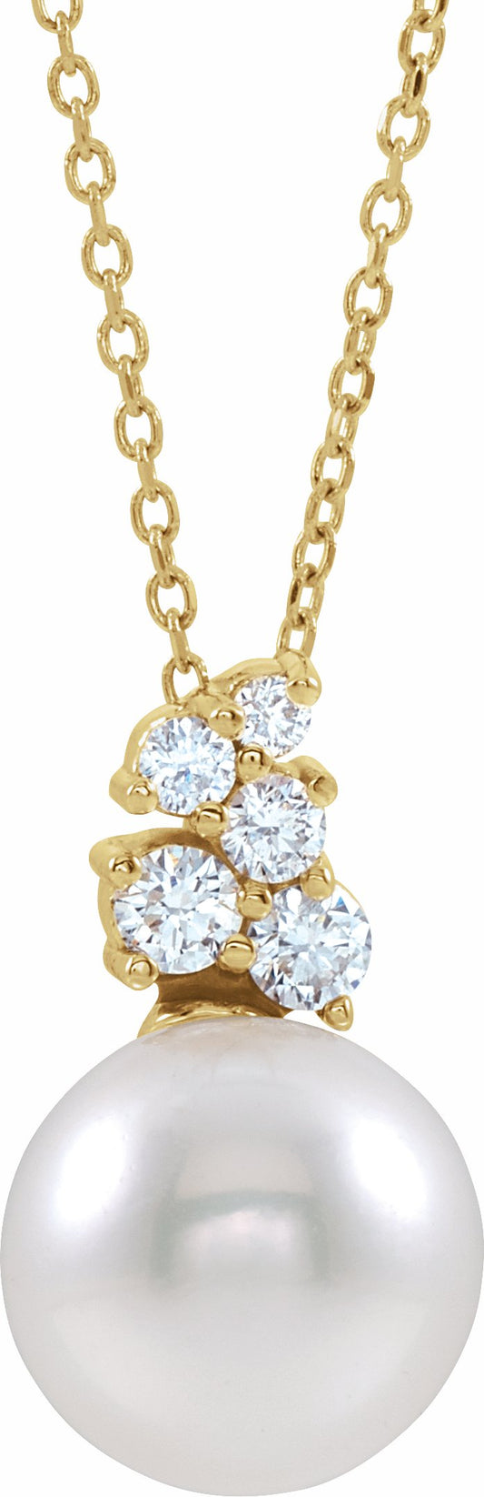 14K Yellow Freshwater Cultured Pearl & 1/4 CTW Diamond 16-18 Necklace
