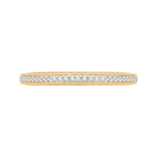 Shah Luxury 14K Yellow Gold Round Diamond Eternity Wedding Band