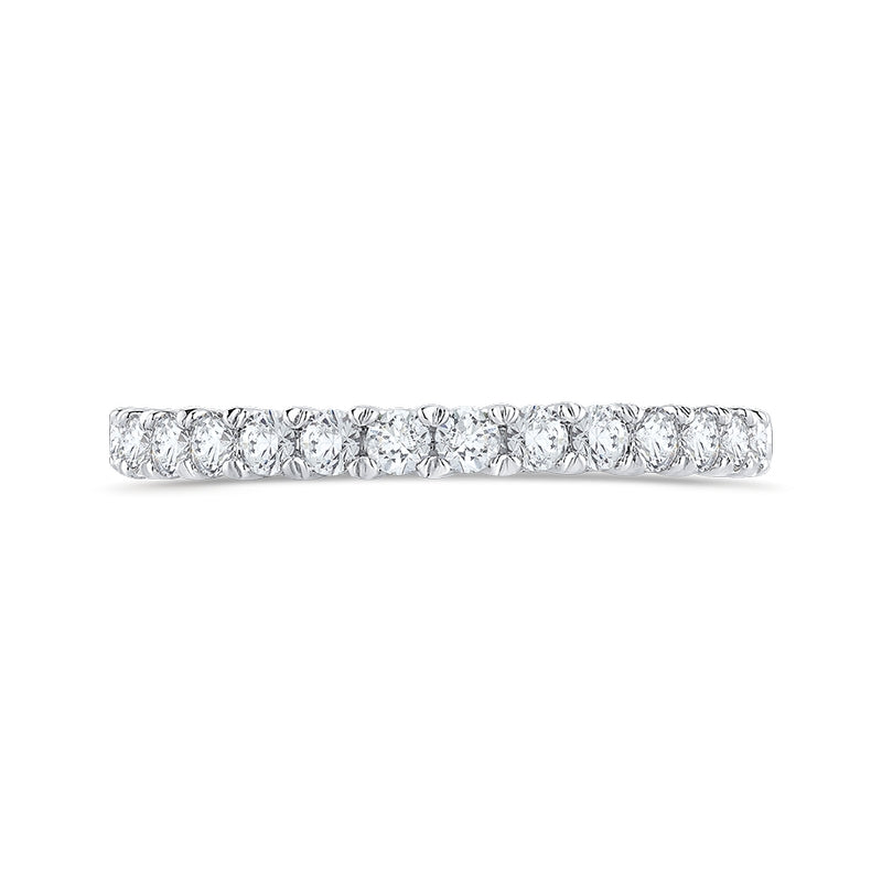 Shah Luxury Round Cut Diamond Half-Eternity Wedding Band In 14K White Gold