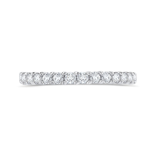 Shah Luxury Round Cut Diamond Half-Eternity Wedding Band In 14K White Gold