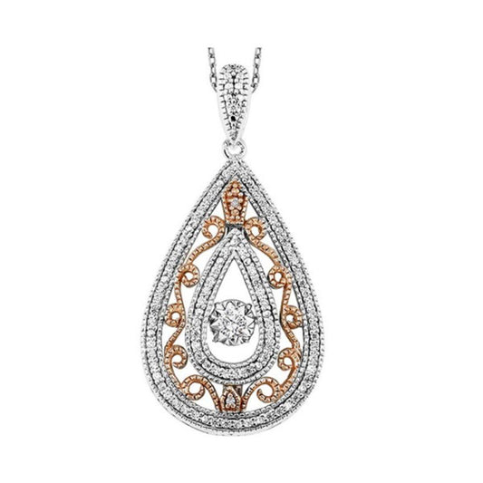 Gems One Silver (SLV 995) Pink & Diamonds Stunning Neckwear Pendant - 1/4 ctw