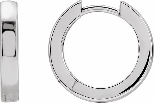 14K White 16 mm Hinged Hoop Earrings