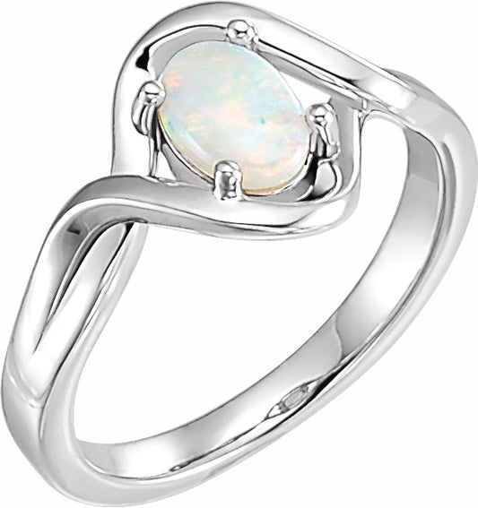 14K White Opal Freeform Ring