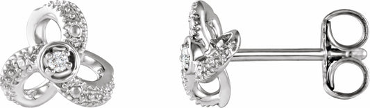 14K White 1/6 CTW Diamond Knot Earrings