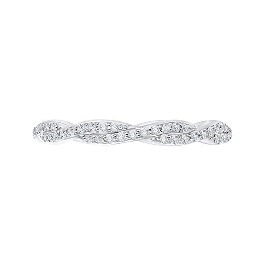 Shah Luxury 14K White Gold Round Eternity Diamond Wedding Band with Criss-Cross Crossover Shank