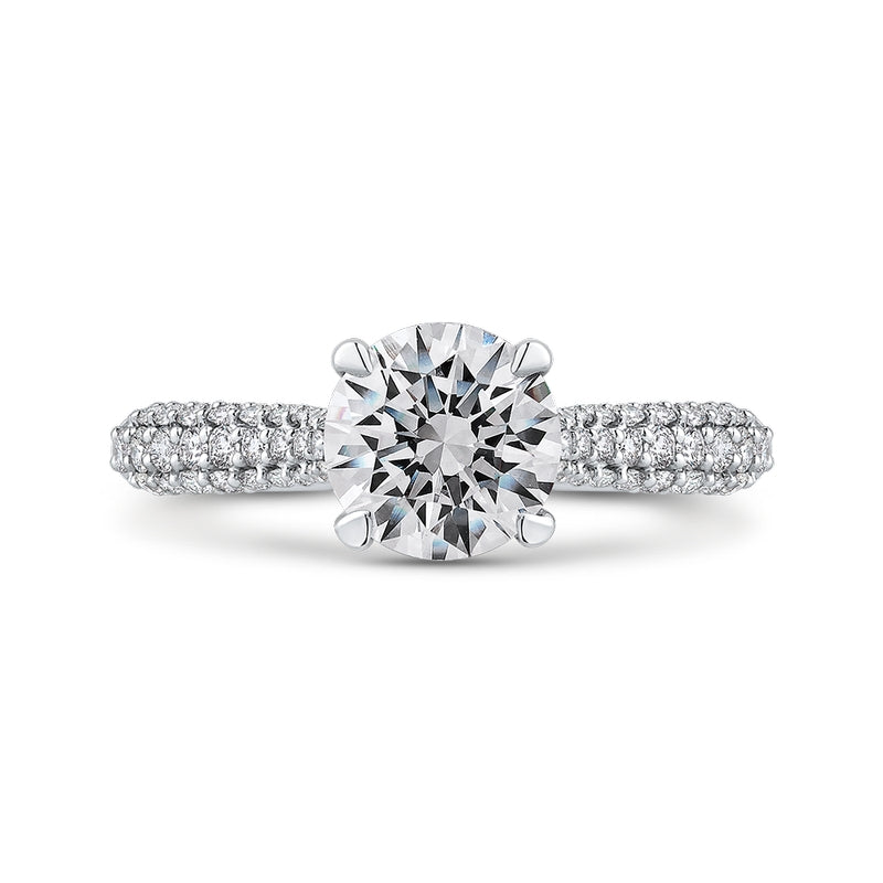 Shah Luxury 14K White Gold Round Diamond Engagement Ring (Semi-Mount)
