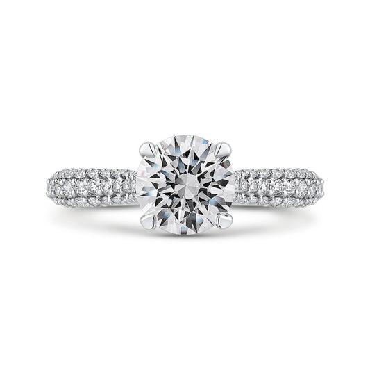 Shah Luxury 14K White Gold Round Diamond Engagement Ring (Semi-Mount)
