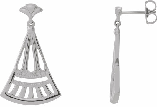 14K White Vintage-Inspired Dangle Earrings