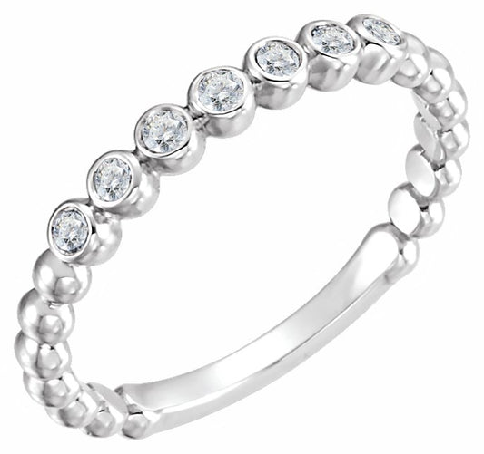14K White 1/8 CTW Diamond Stackable Ring