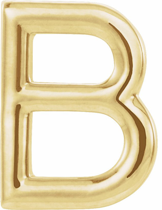 14K Yellow Single Initial B Earring