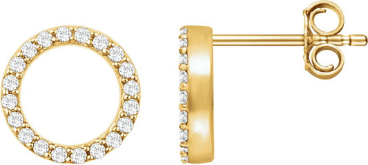 14K Yellow 1/5 CTW Diamond Circle Earrings