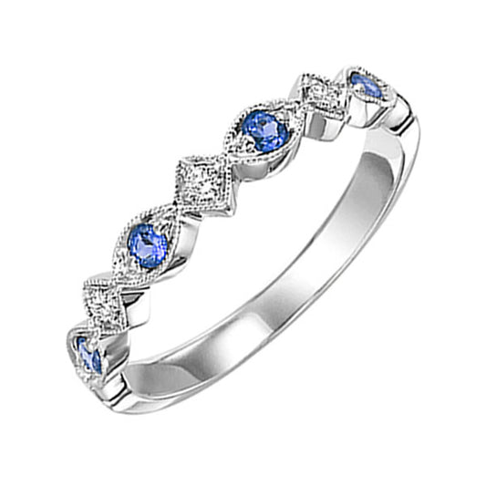 Gems One 10Kt White Gold Diamond (1/20Ctw) & Sapphire (1/6 Ctw) Ring