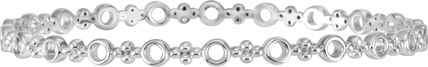14K White 4.4 mm Geometric Bangle 7 Bracelet