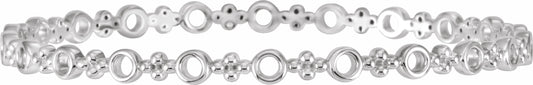 14K White 4.4 mm Geometric Bangle 7 Bracelet