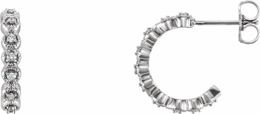 14K White 1/6 CTW Diamond 15.1 mm Hoop Earrings