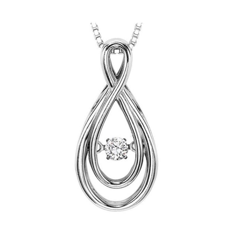 Gems One Silver (SLV 995) Diamond Rhythm Of Love Neckwear Pendant   - 1/8 ctw