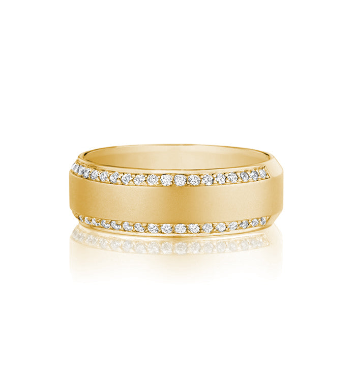Henri Daussi 7mm Men's Wedding Band MB1-3 18k Gold Yellow 0.45 Ctw.