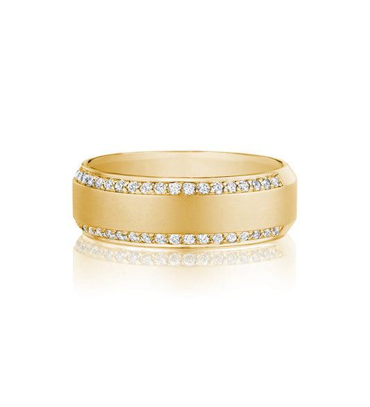 Henri Daussi 7mm Men's Wedding Band MB1-3 18k Gold Yellow 0.45 Ctw.