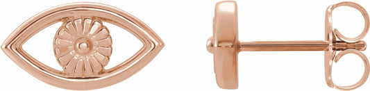 14K Rose Evil Eye Earrings