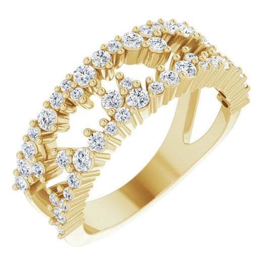 14K Yellow 3/4 CTW Diamond Negative Space Ring