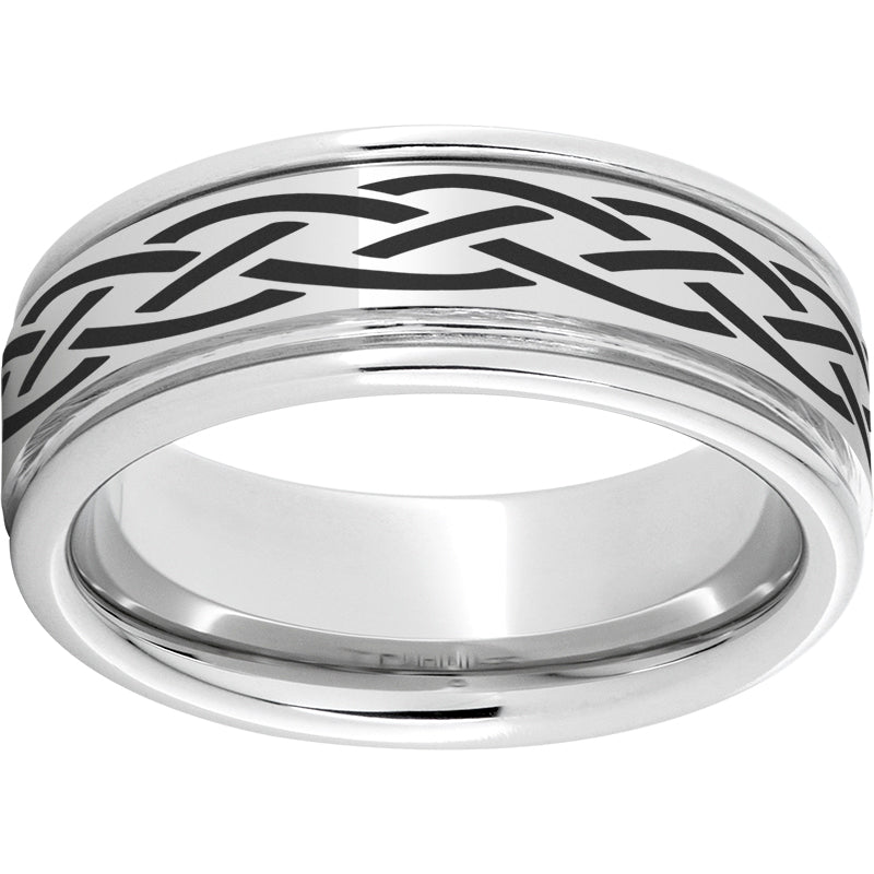 Serinium Rounded Edge Band with a Braid Laser Engraving