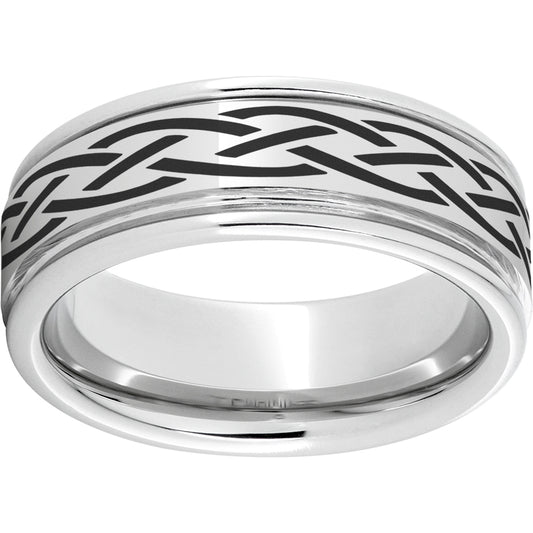Serinium Rounded Edge Band with a Braid Laser Engraving