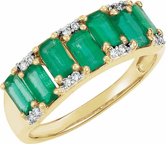 14K Yellow 5 x 3 mm Emerald & .07 CTW Diamond Ring