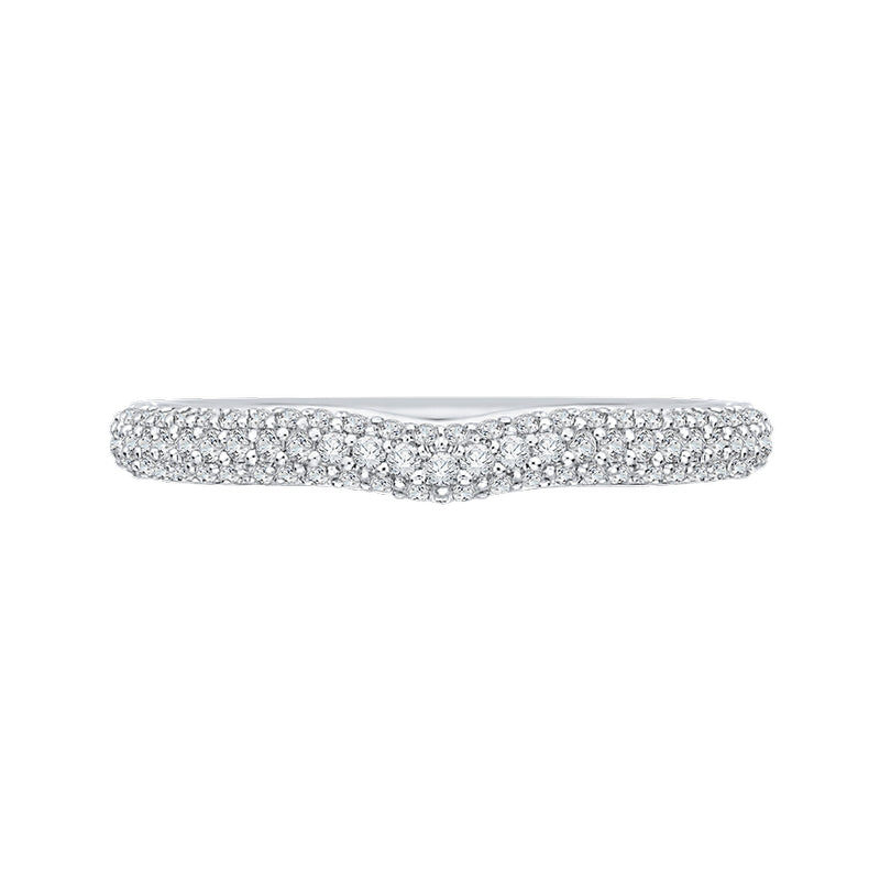 Shah Luxury 14K White Gold Round Diamond Wedding Band