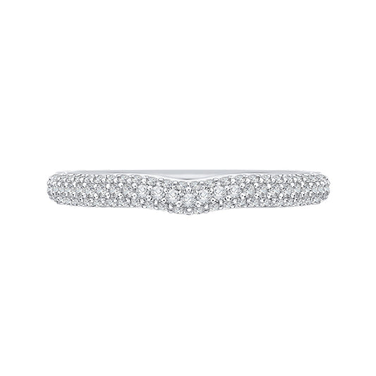 Shah Luxury 14K White Gold Round Diamond Wedding Band