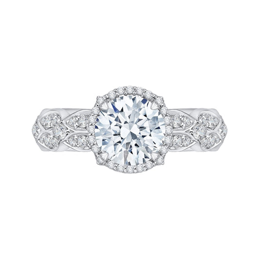 Shah Luxury 14K White Gold Round Diamond Halo Engagement Ring (Semi-Mount)