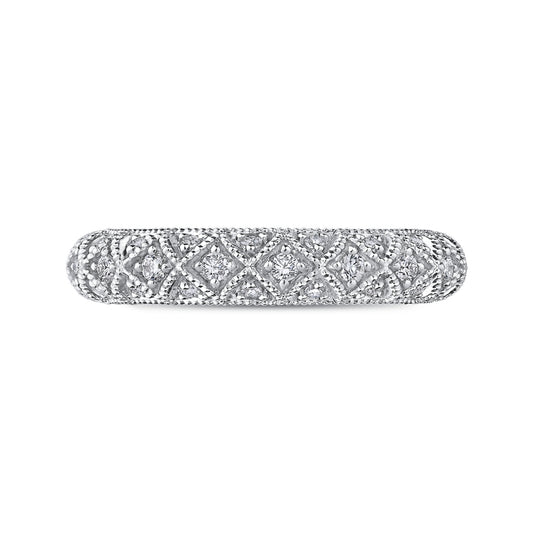 Shah Luxury Round Diamond Half-Eternity Wedding Band In 14K White Gold