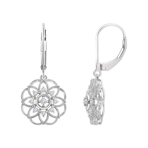 Stuller 14k White Gold Diamond Granulated Filigree Earrings