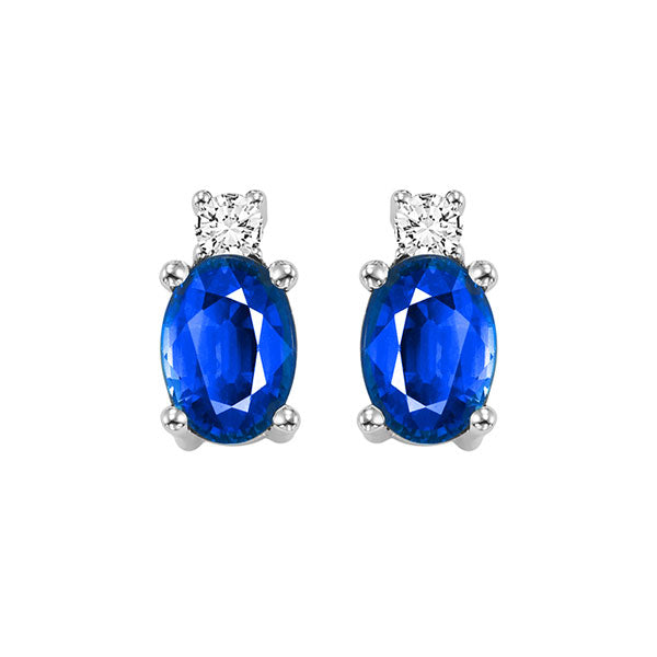 Gems One 14Kt White Gold Diamond (1/20Ctw) & Sapphire (1/2 Ctw) Earring