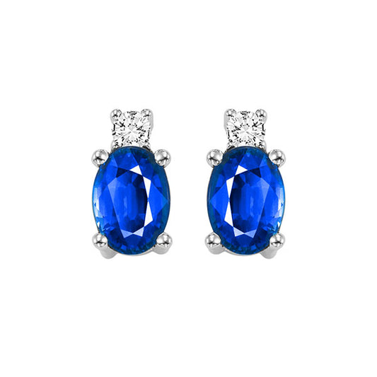 Gems One 14Kt White Gold Diamond (1/20Ctw) & Sapphire (1/2 Ctw) Earring