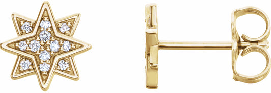 14K Yellow .08 CTW Diamond Star Earrings
