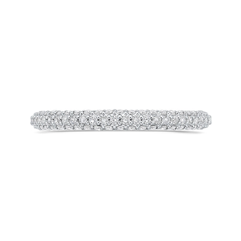 Shah Luxury 14K White Gold Round Diamond  Half-Eternity Wedding Band