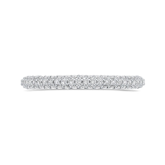 Shah Luxury 14K White Gold Round Diamond  Half-Eternity Wedding Band