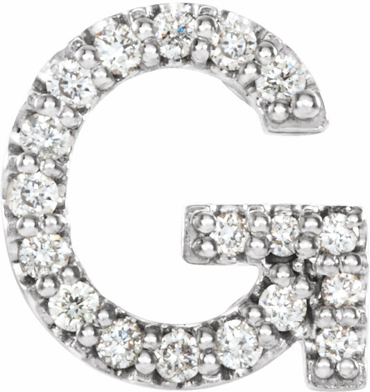14K White .06 CTW Diamond Single Initial G Earring