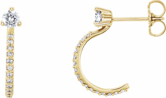 14K Yellow 1/3 CTW Diamond Hoop Earrings