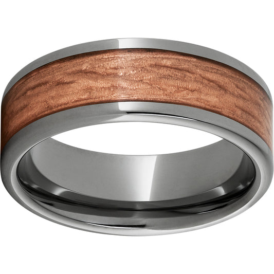Rugged Tungsten  8mm Pipe Cut Band with Copper Inlay and Bark Finish