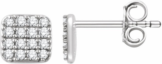 14K White 1/5 CTW Diamond Square Cluster Earrings