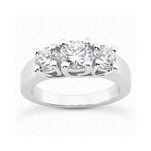 14k White Gold Diamond Semi-Mount 3 Stone Engagement Ring