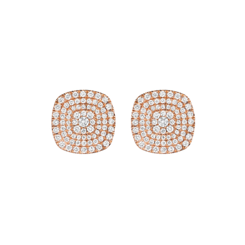 Henri Daussi 18k Rose Gold Diamond Stud Earrings